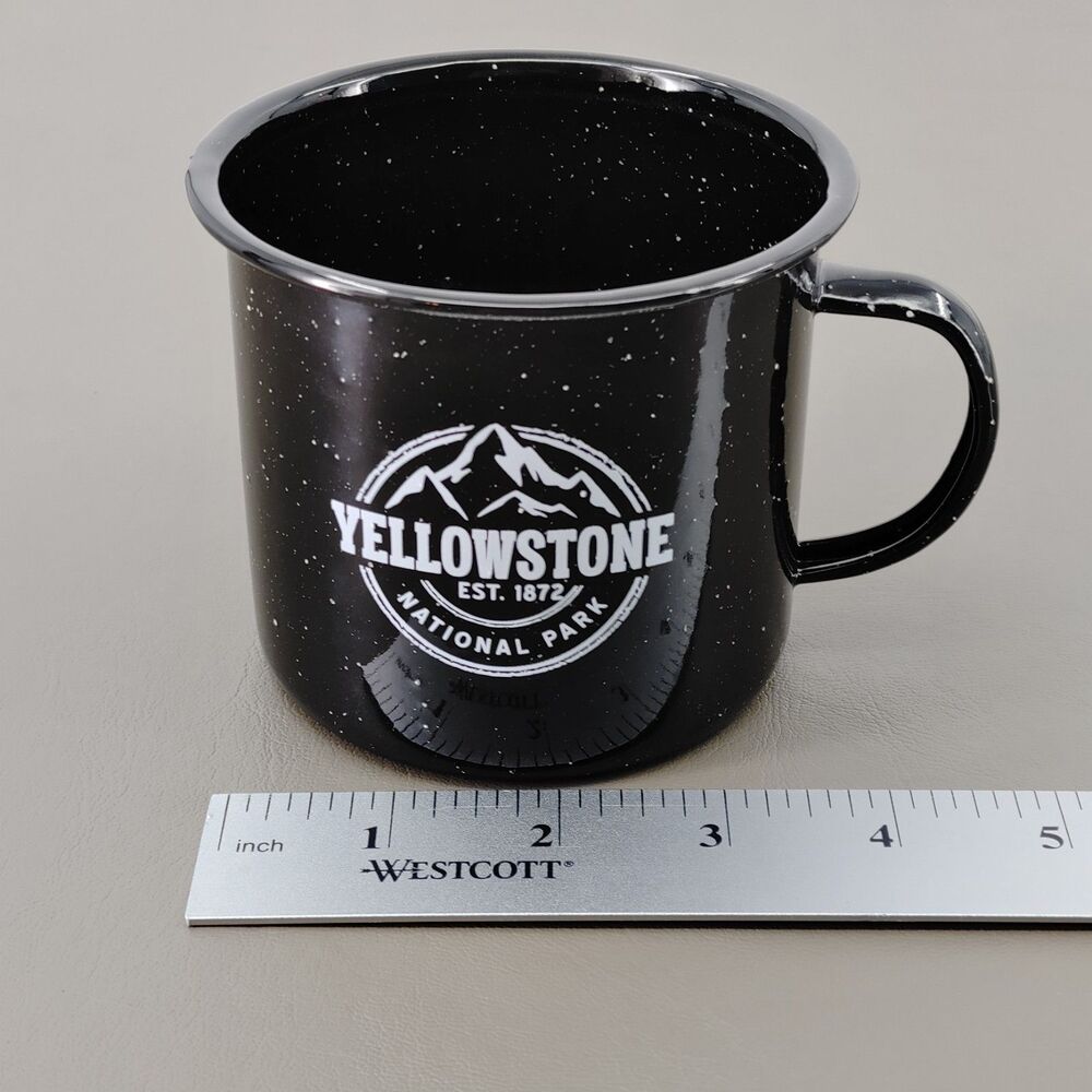 YELLOWSTONE National Park Mug Black Speckled Enamel Cup Camping - Picture 5 of 7